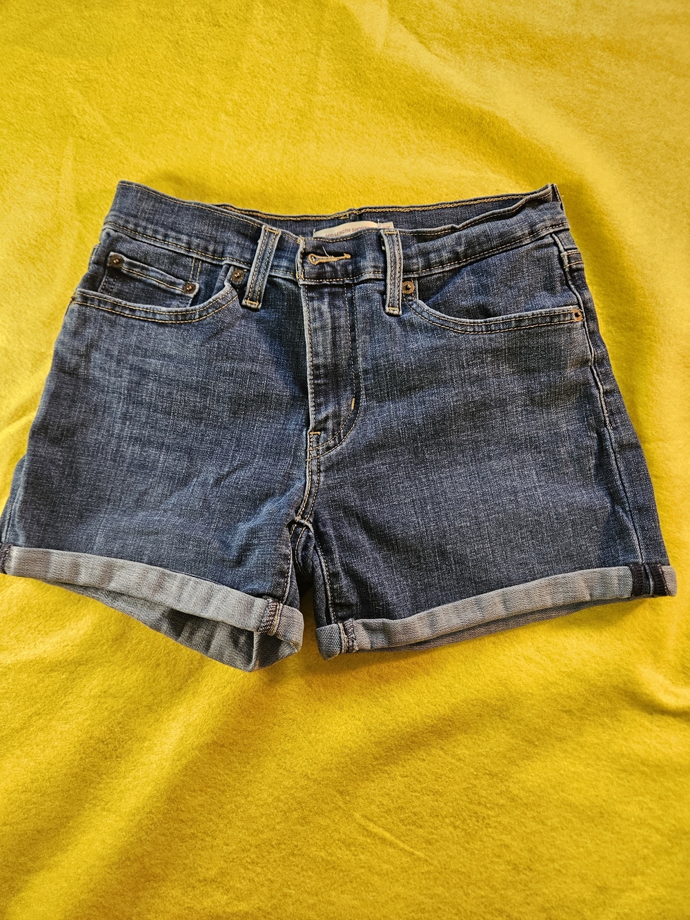 LEVIS Women's Dark Blue Cuffed Denim Shorts